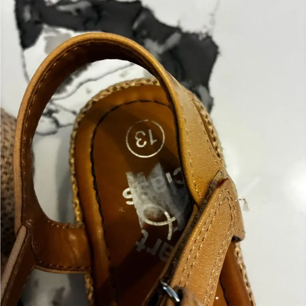 Art Class Tan Kids Sandals with Rhinestone Buckle